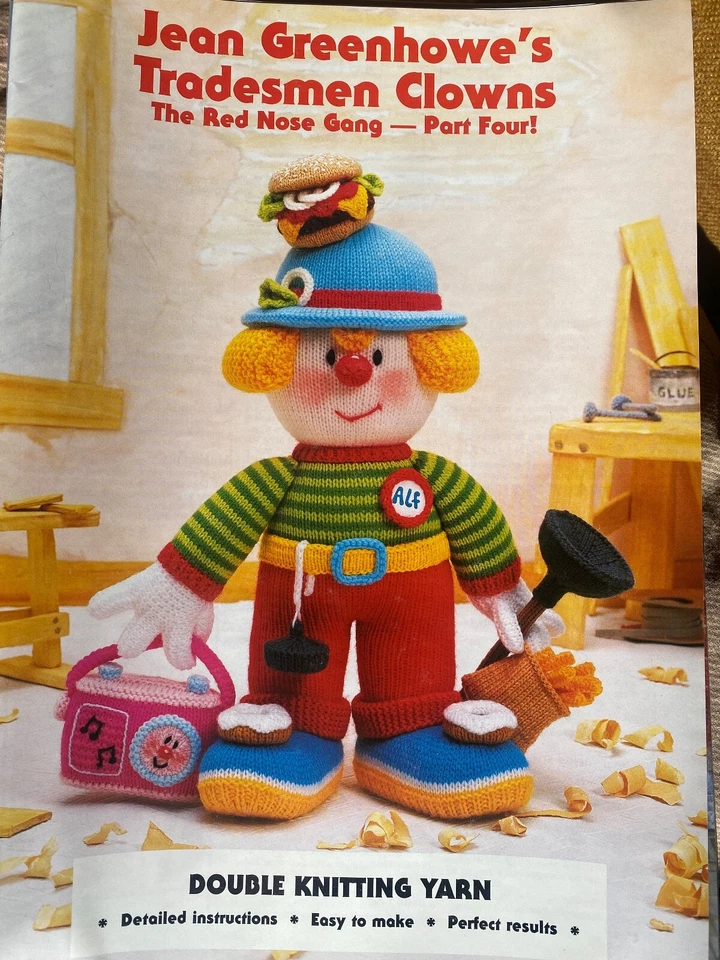 Jean Greenhowe's Knitting Pattern Booklet - TRADESMEN CLOWNS (Red Nose Gang pt4)