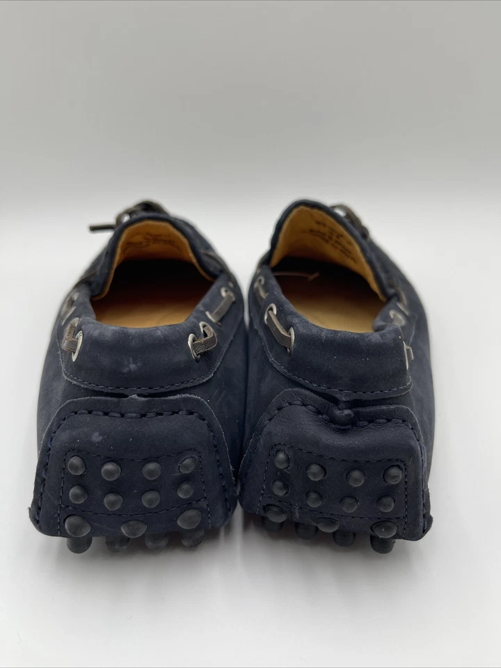 Mocasines de conducción de cuero tejido Saks Fifth Avenue para hombre azul marino talla 10M Foto 4 de 4