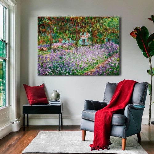 Monet's Garden Irises: Impressionist dream on canvas | Digital Wall Art - A3 - Picture 3 of 4