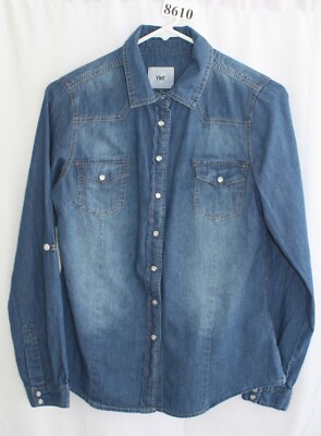 YMI DENIM BLUE SHIRT SIZE SMALL LONG SLEEVE 100% COTTON #8610