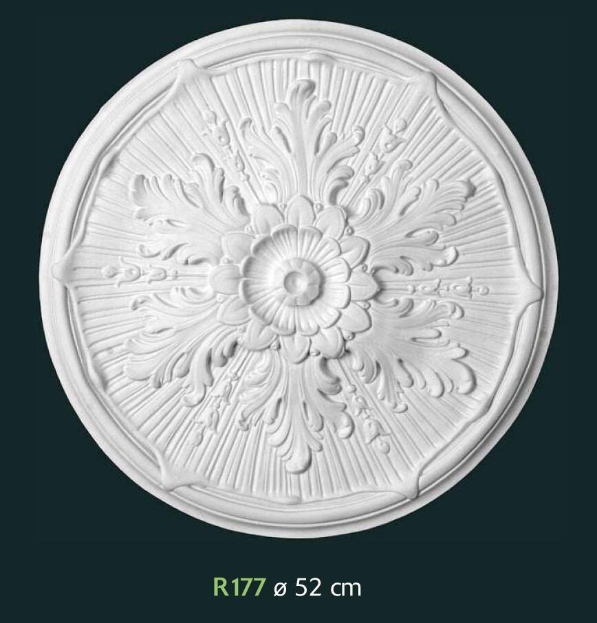 Rosone in Gesso Bianco per Soffitto Ø 52 cm R177 - Alta Qualità