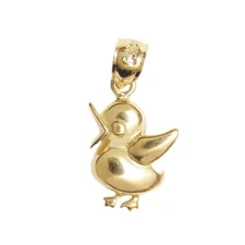 New 14k Yellow Gold Baby Chick Duck Pendant