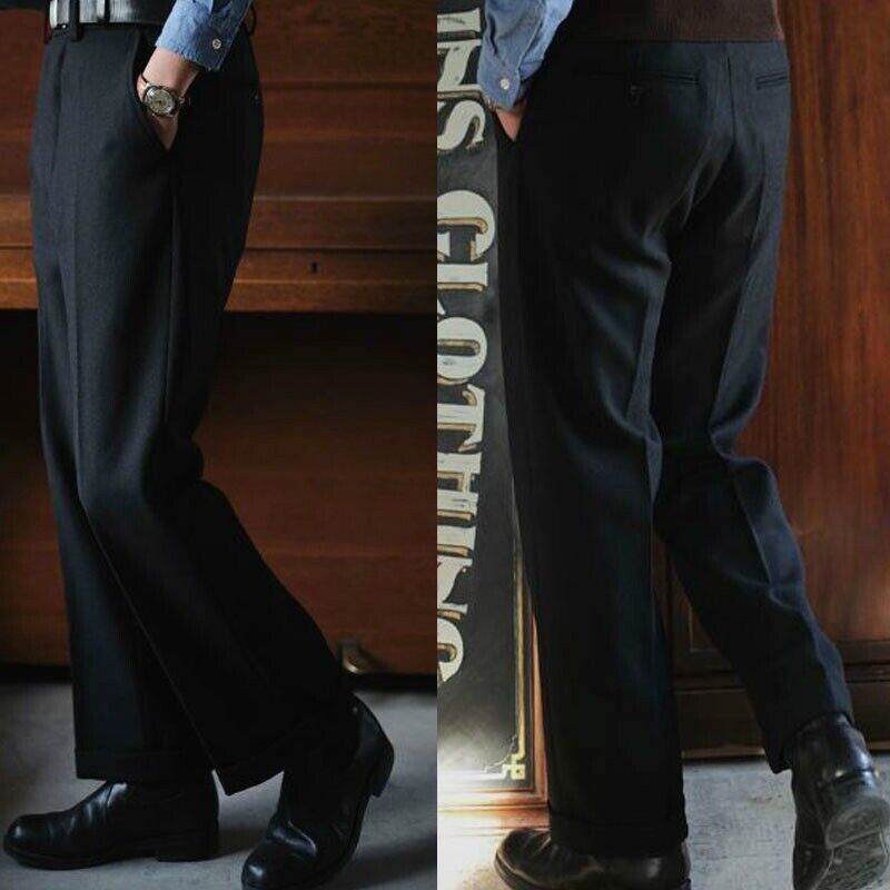 Men Baggy Tweed Pants Thick Wool Blend Formal Suit Straight Men Baggy Tweed Pants Thick Wool Blend Formal Suit Straight