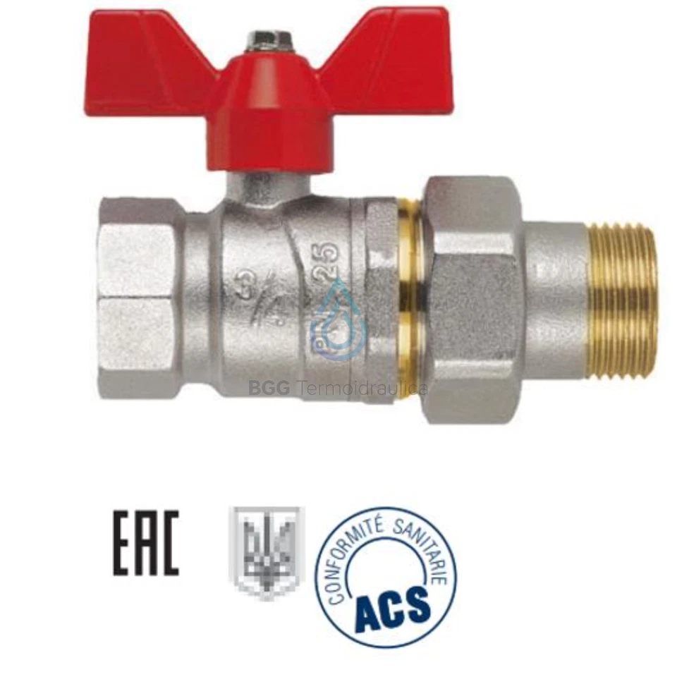 VALVOLA A SFERA M F A FARFALLA ROSSA CON BOCCHETTONE DRITTA GP 2245 PERFECTA - Immagine 2 di 4