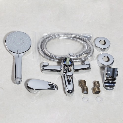 Chrome Bathtub Faucet Single Handle Rainfall Handheld Spray Mixer Wall Mount Tap - Picture 6 of 6