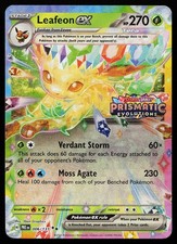 Carta Pokémon promozionale timbrata Leafeon ex 006/131 Holo Evoluzioni Prismatiche