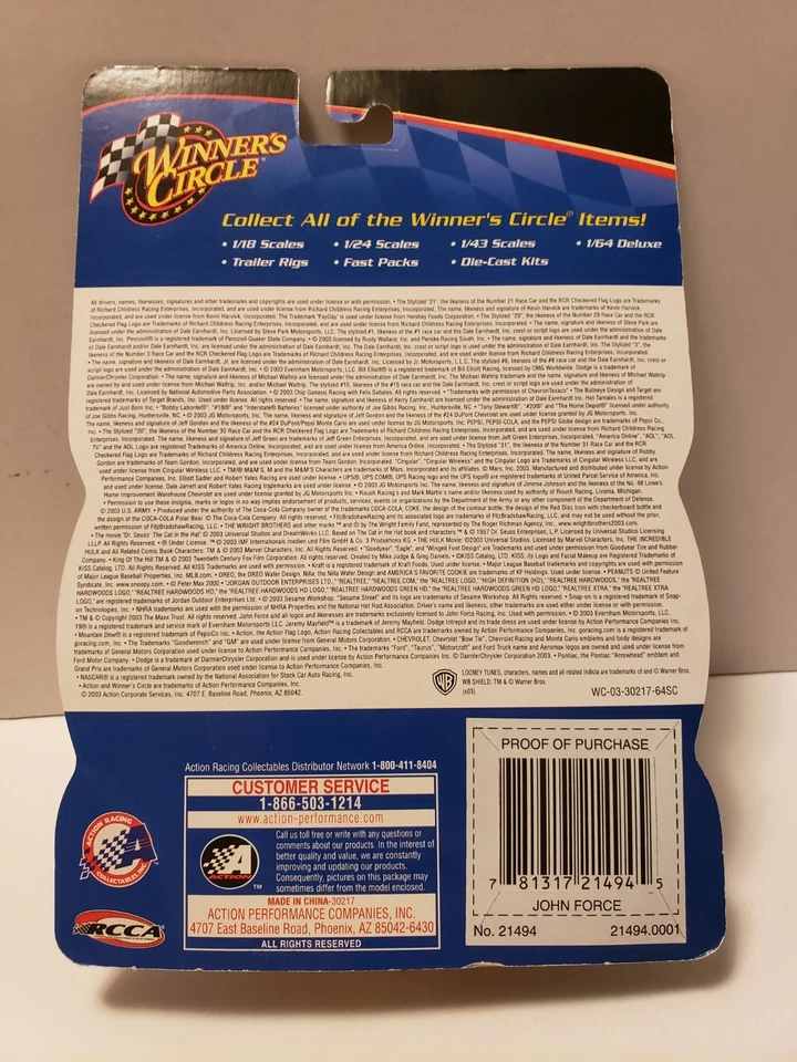 2003 Winner's Circle 1:64 John Force King of the Hill Castrol GTX Funny Car - Image 2 of 4