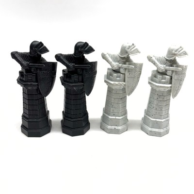 Harry Potter Wizard Chess Set 2002 Replacement Gray Black Rooks Lot Of 4