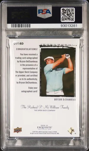 2021 SP Authentic Update Exquisite 41/49 Bryson DeChambeau PSA 8 Rookie Auto RC view 2