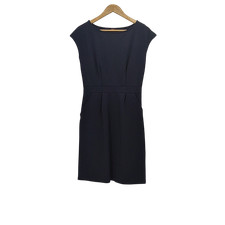 Quince Women Ultra-Stretch Ponte Cap Sleeve Dress Navy Basic Sleeved S