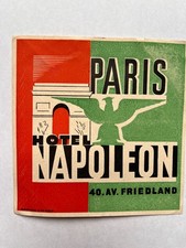 Vintage HOTEL NAPOLEON Decal Paris, France 4X4