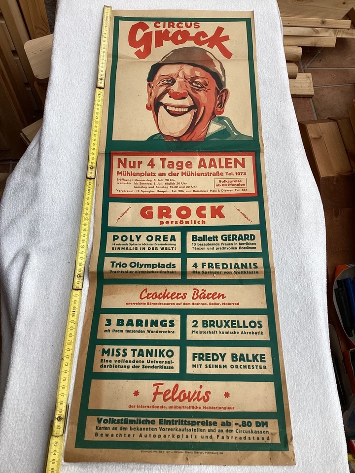 Poster Circus Grock,Veranstaltungsplakat Grock,Circus in Aalen,Schweizer Grock - Bild 3 von 4