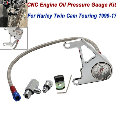 #ad Chrome Engine Oil Pressure Gauge Kit For Harley Twin Cam Road King Electra Glide $54.14