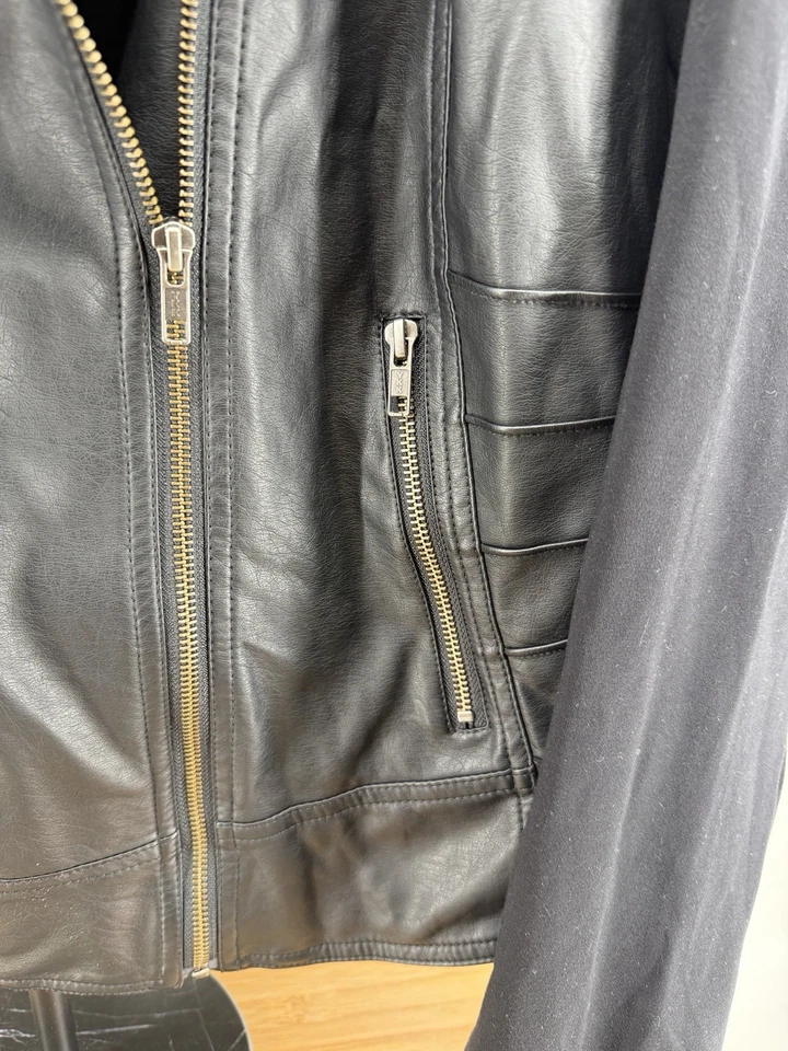 Chaqueta de Moto Torrid 2 Gris Imitación Cuero Cremallera Elastizada Tejido Mangas Bolsillos Talla 2X Foto 2 de 4