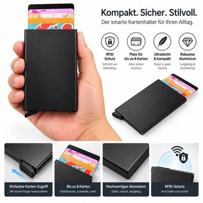 Aluminium Kreditkartenhalter Pop-up Business Blocker Schutz Kartenetui Geldbörse - Bild 1 von 4