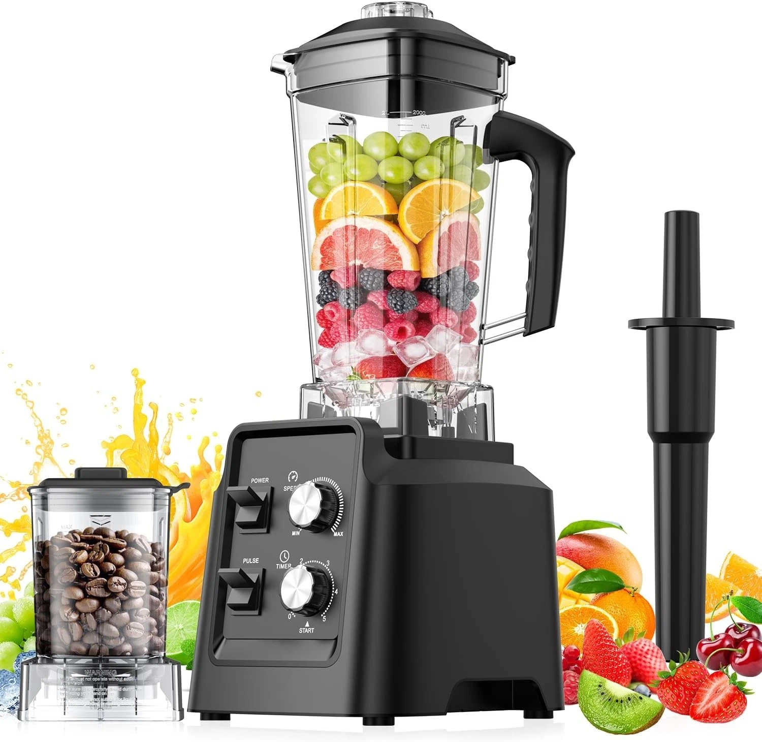 1800W Blender with Grinder 6 Blade Professional Smoothie