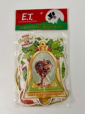 Vtg 1982 E.T Extra Terrestrial Christmas Ornaments 4pc Die-Cut by Papercraft NOS