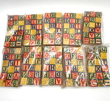 180 Wood Alphabet Blocks ABC Letters 1/2" 12mm Drilled Bulk Craft Supply NOS