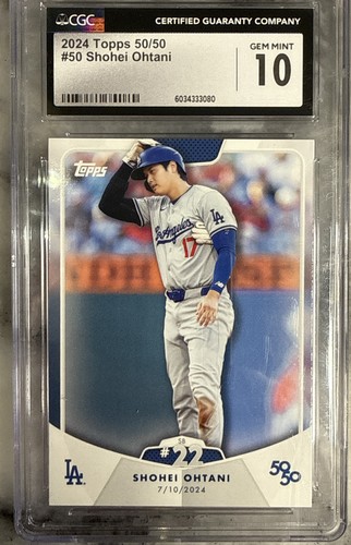 Topps 2024 50/50 Shohei Ohtani Dodgers HR #50 CGC 10 Baseball Card