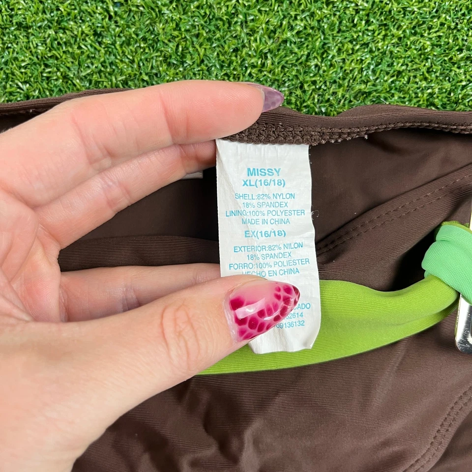 Sand N Sun Marrón Verde Vacaciones Verano Halter Dos Piezas Missy Bikini Conjunto Talla XL Foto 3 de 4