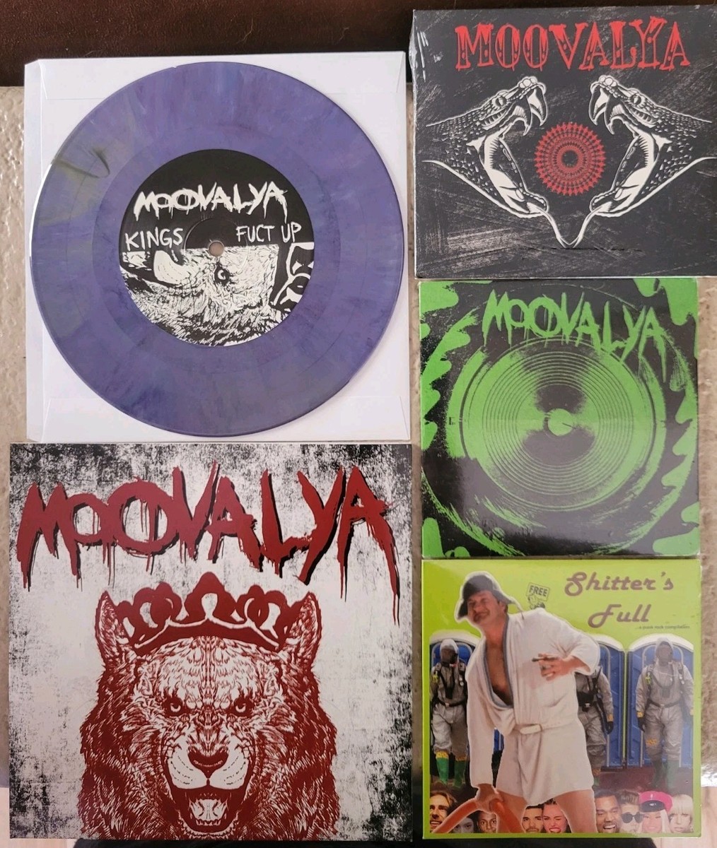 Moovalya 7 Inch Vinyl, Two Moovalya Cds, and Shitter's Full Punk