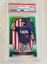 2023 Bowman Chrome Mike Trout WBC Flag Green Refractor /99 – PSA 10 GEM MINT USA