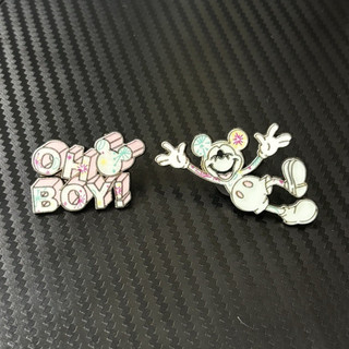 Disney Mickey Mouse "Oh Boy!" Glitter Pin Badge Set 2019 Contemporary