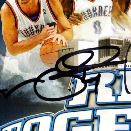 JAMES HARDEN, KEVIN DURANT, JEFF GREEN, BYRON MULLENS Signed 2010-11 Mag JSA - Image 2 of 4