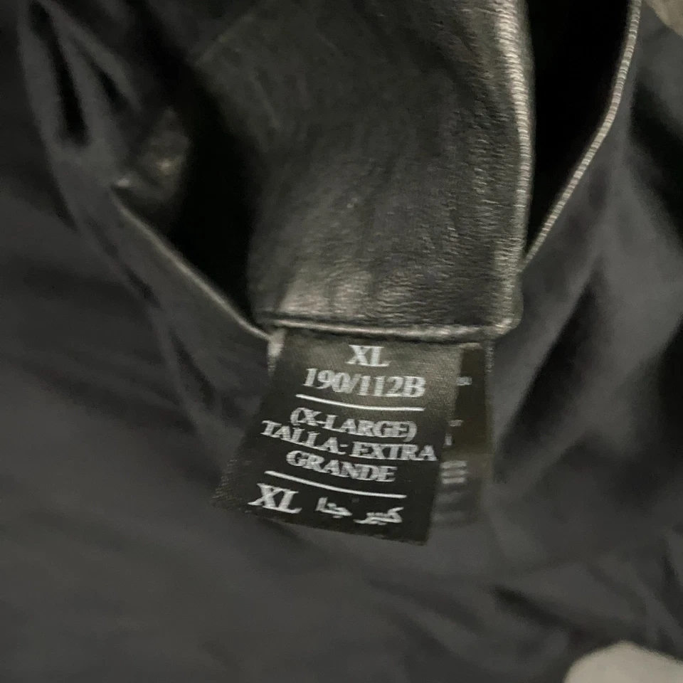 Chaqueta de bombardero de cuero AllSaints Kino para hombre XL motociclista grunge oveja negra Foto 4 de 4