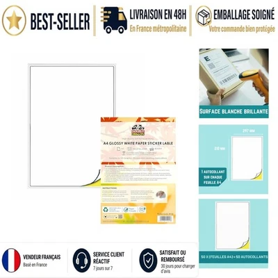 Double Dragon Étiquettes Autocollantes A4 50 Feuilles pour Imprimante Laser - Photo 1/4