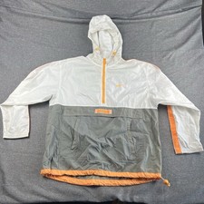 Nike Jacket Mens S Grey White Orange Windbreaker Centre Swoosh Active Outdoor