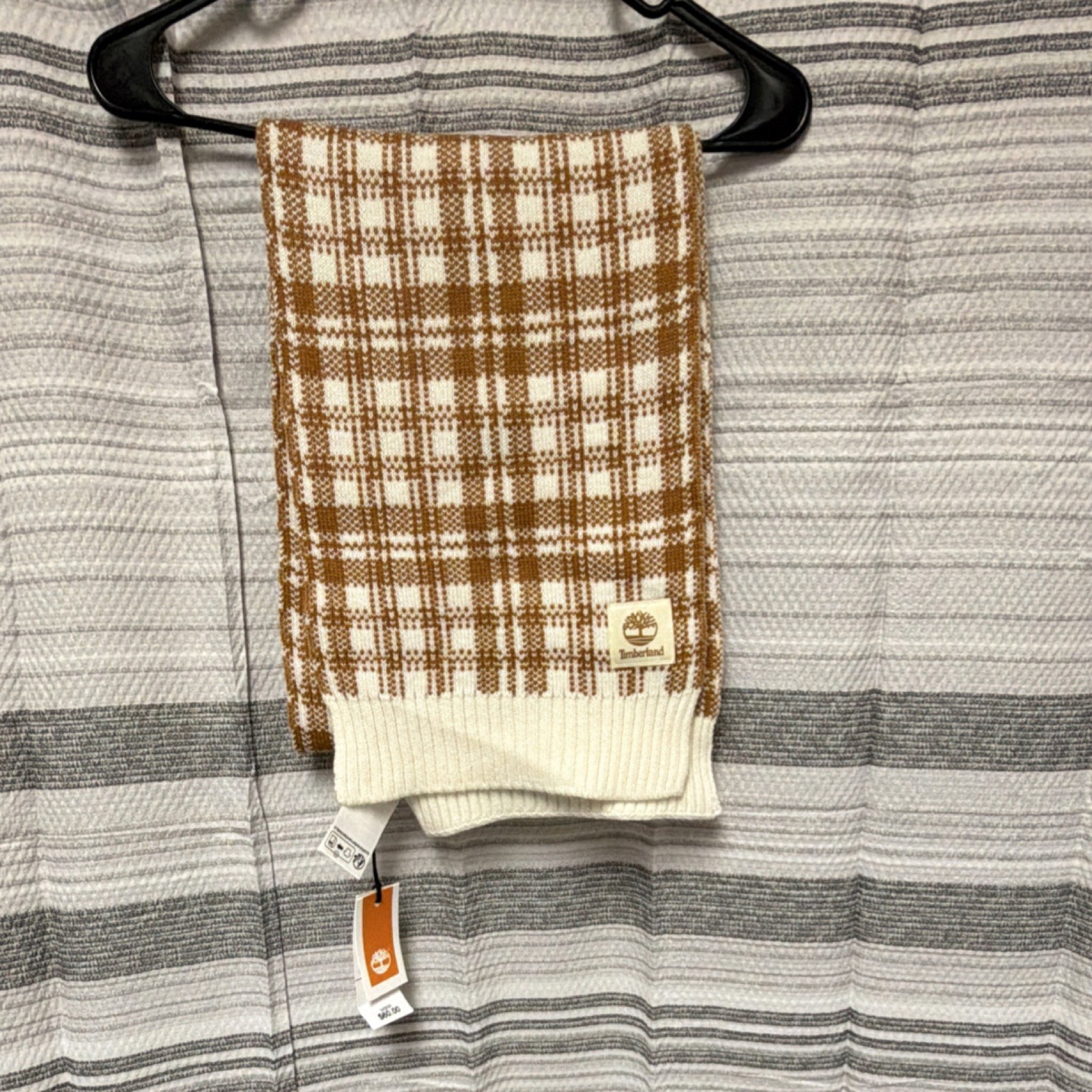 Timberland Scarf Wheat Ivory Plaid Winter Warm Retro MCM NEW OS