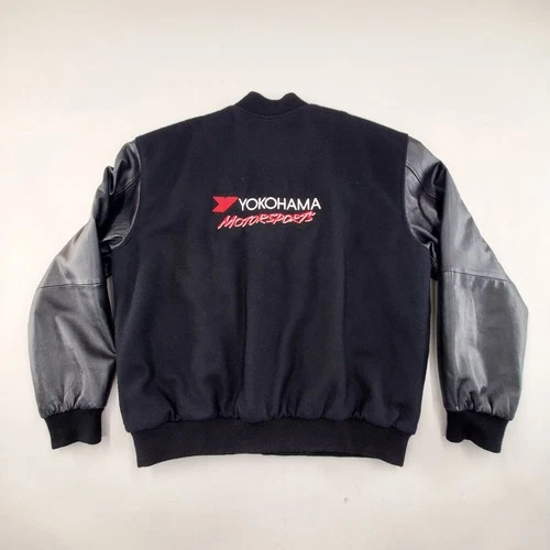 Yokohama Motorsports Varsity Leather Wool Jacket Vintage Y2K 2XL New Zlander - product listing photo