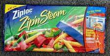 Ziploc Zip 'n Steam LARGE Microwave Cooking Bags 3-5 Servings 7 Bags Steamer New