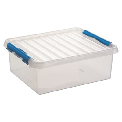 3x SUNWARE Q-Line Box - 25 Liter - 50 x 40 x 18cm - transparent/blau