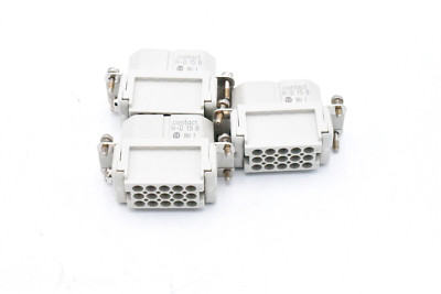 3x Contact H-D 15 B 15-polig Kontakteinsatz 250V Steckverbinder 10A Sockel