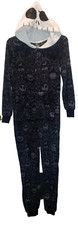NIGHTMARE BEFORE CHRISTMAS JACK SKELLINGTON SOFT 1 PIECE HOODED JUMPSUIT PJ'S XS