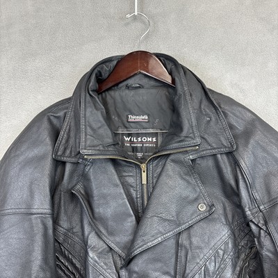 Vintage 80s WILSONS LEATHER Motorcycle Jacket Thinsulate Size XL 
