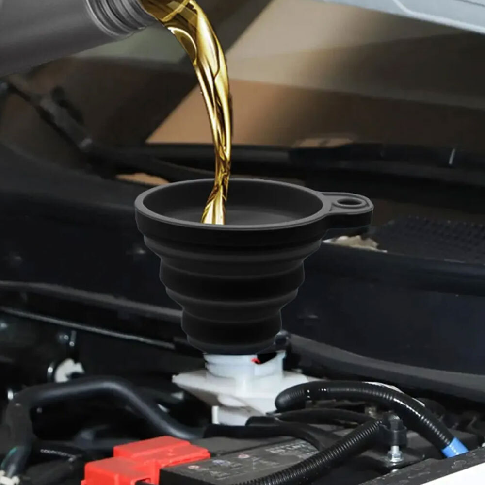 Car Engine Funnel Silicone Collapsible Oil Fuel Petrol Diesel Change Tool Funnel