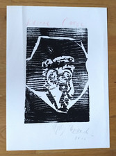 Hartwig Ebersbach, "Kasper Engel", handsignierter Holzschnitt von 2010 (2427)