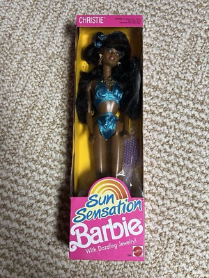 VINTAGE 1991 AFRICAN AMERICAN SUNSATION BARBIE CHRISTIE DOLL # 1394 NEW NRFB
