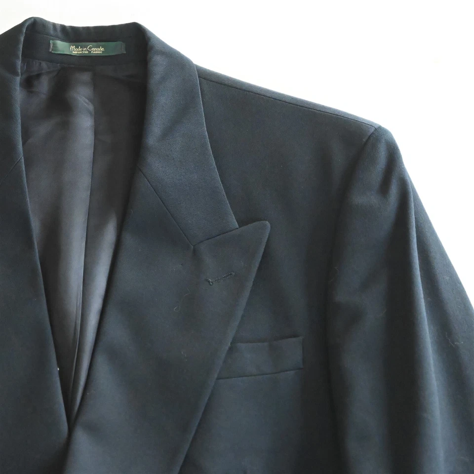 Jaqueta terno vintage Biella 40L alta azul marinho 100% lã peito duplo - Imagem 2 de 4