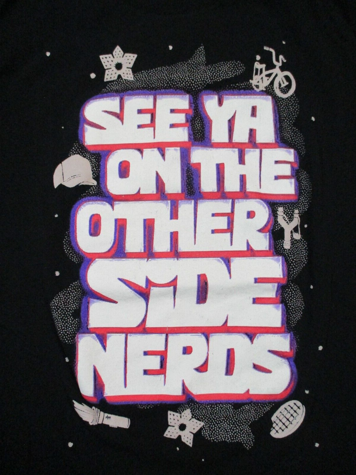 T shirt S nera STRANGER THINGS cotone VEDI DALL'ALTRA PARTE NERDS