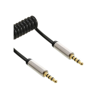 InLine  Slim Audio Spiralkabel Klinke 3,5mm ST/ST, 4-polig, Stereo, 2m