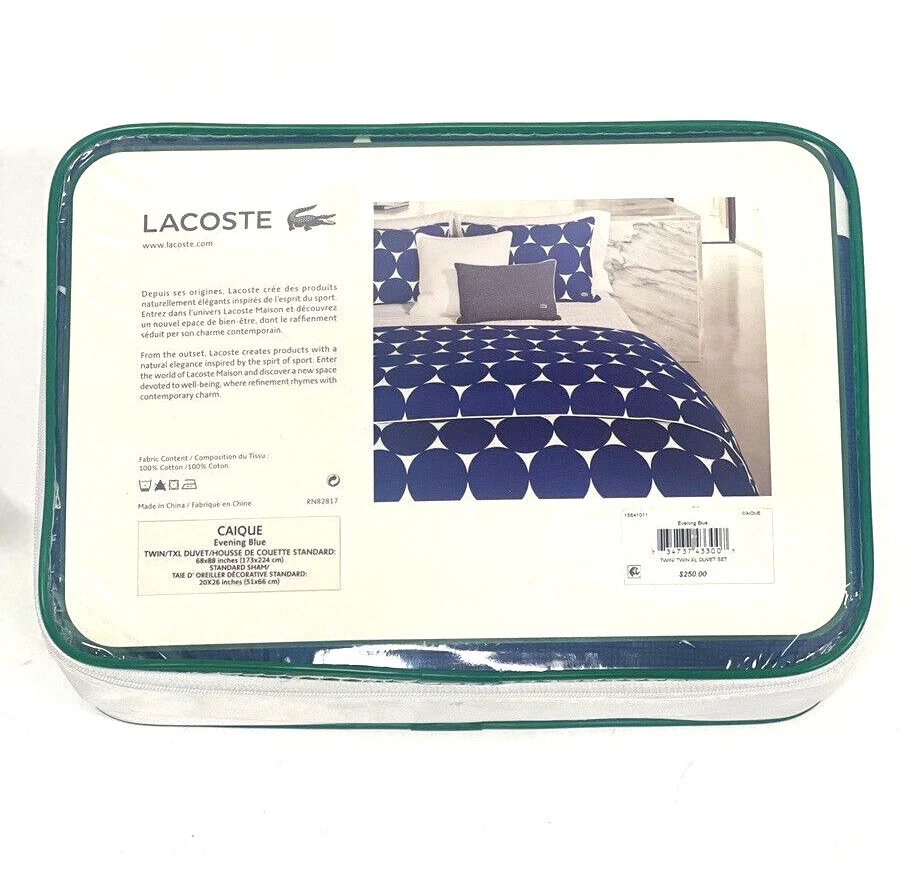 Juego de edredón Lacoste Twin/Twin XL azul noche caique 100 % algodón Foto 2 de 3