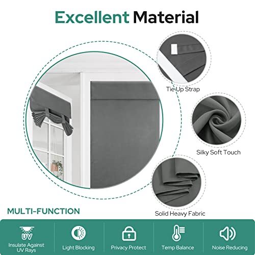 Grey French Door Curtains Set of 2, 26 X 68 Inches 2 Panels26" X 68" A