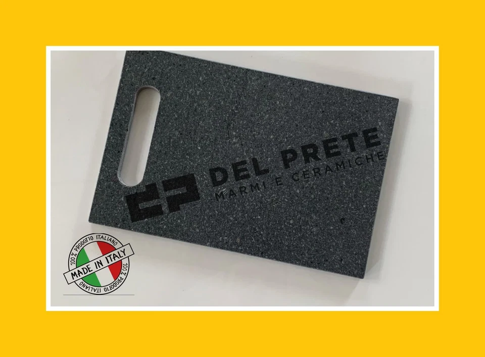 TAGLIERE in PIETRA LAVICA MARMO 30x20x1cm OLLARE NERO No Legno Acciaio DA CUCINA - Immagine 2 di 4