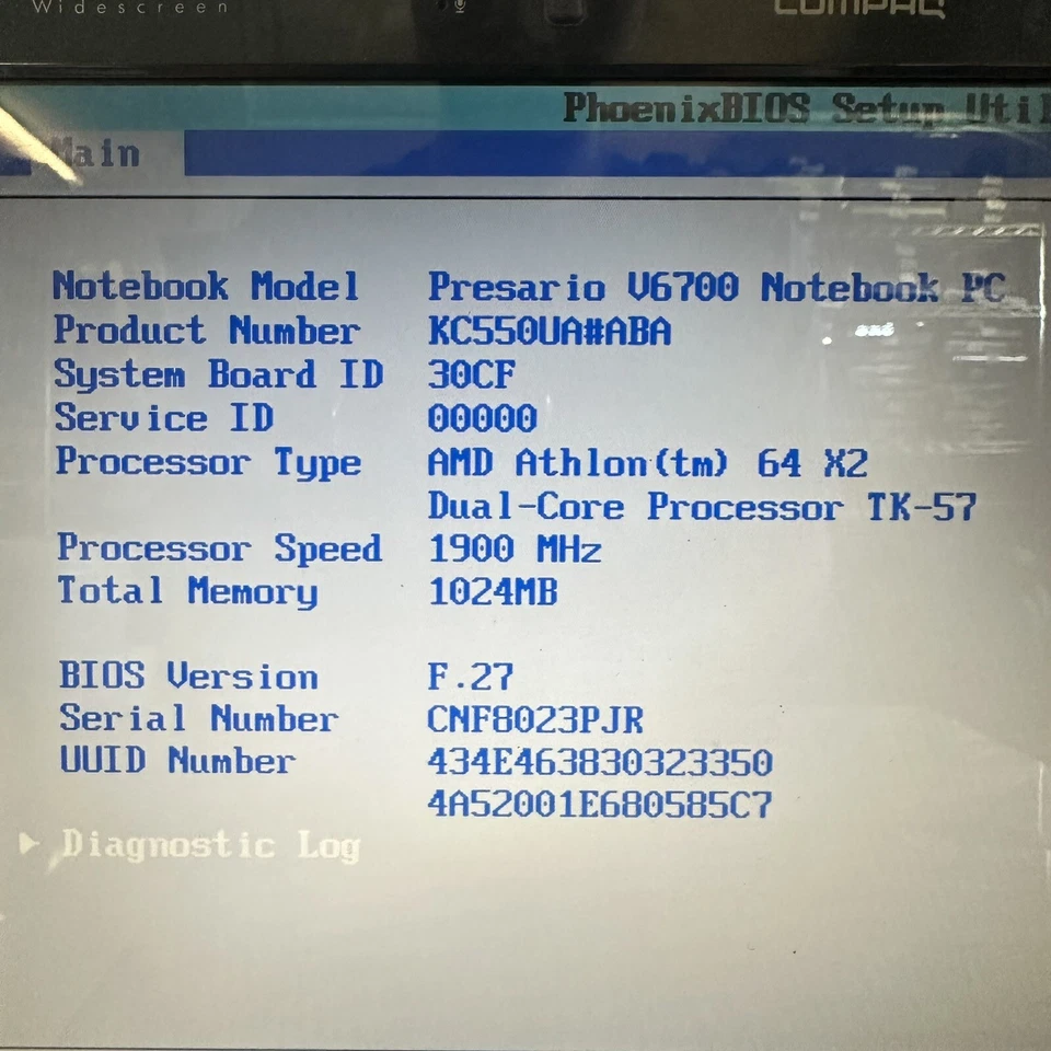 15,4” HP Compaq Presario V6700 V6719NR AMD Athlon 1 GB de RAM sin disco duro Foto 4 de 4