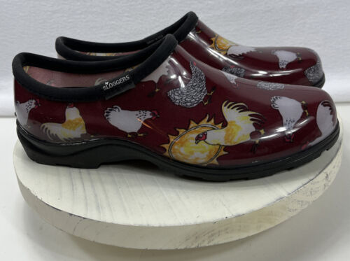 Sloggers Chicken Print Garden Shoes, Barn Red, Women's Size 11 - 第 1/7 張圖片