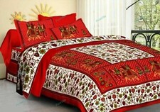 New Occasion Gift Red Color Bed Sheet Cotton Double With 2 Pillow Cover